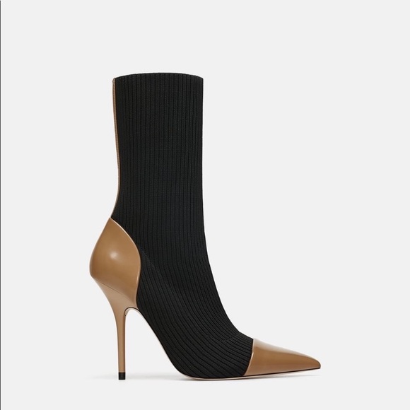 Zara Color Block Combined Sock Style Boots - Picture 4 of 4